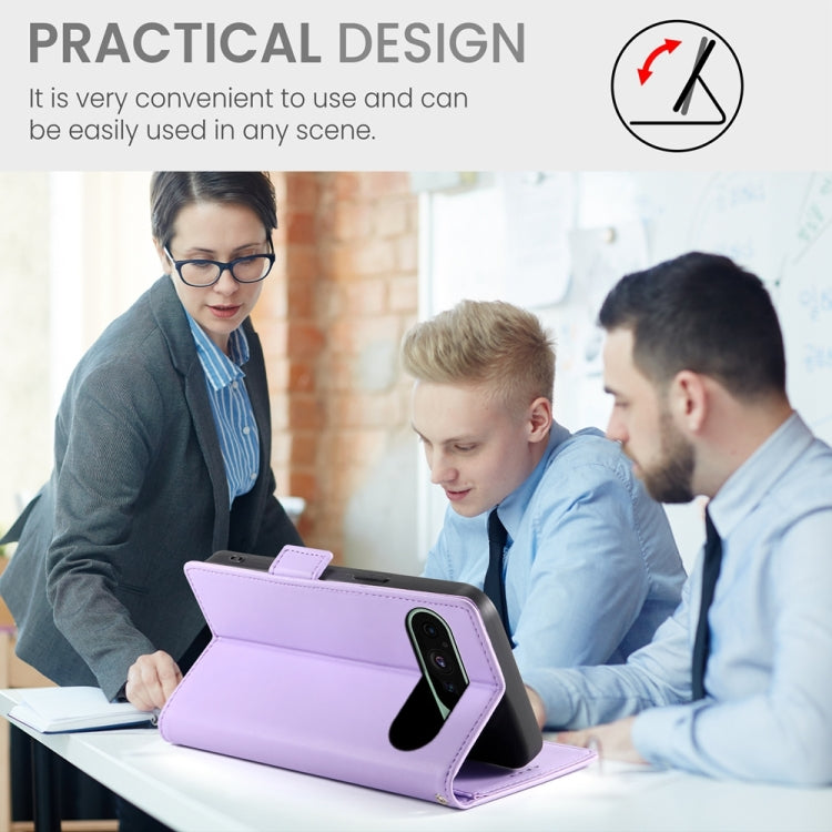 For Google Pixel 9 Side Buckle Magnetic Frosted Leather Phone Case(Purple) by buy2fix