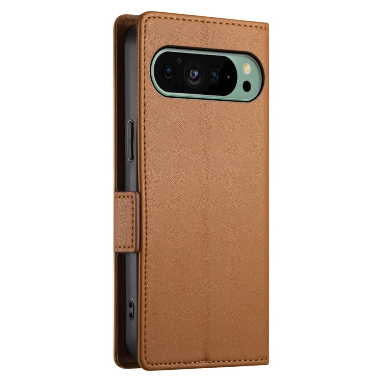 For Google Pixel 9 Side Buckle Magnetic Frosted Leather Phone Case(Brown) by buy2fix