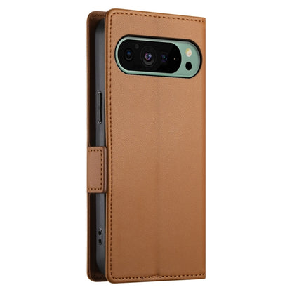 For Google Pixel 9 Side Buckle Magnetic Frosted Leather Phone Case(Brown) by buy2fix