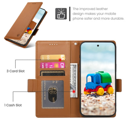 For Google Pixel 9 Side Buckle Magnetic Frosted Leather Phone Case(Brown) by buy2fix
