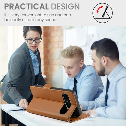 For Google Pixel 9 Side Buckle Magnetic Frosted Leather Phone Case(Brown) by buy2fix