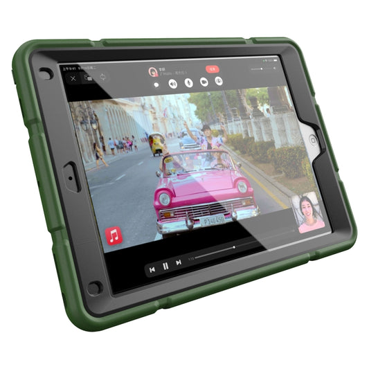 For iPad 10.2 2021 / 2020 / 2019 Armor Holder Silicone Hybrid PC Tablet Case(Army Green Black) - iPad 10.2 Cases by buy2fix | Online Shopping UK | buy2fix