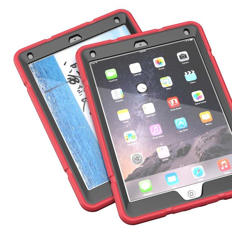 For iPad 9.7 2018 / Air / Air 2 Armor Holder Silicone Hybrid PC Tablet Case(Red Black) - iPad 9.7 (2018) & (2017) Cases by buy2fix | Online Shopping UK | buy2fix