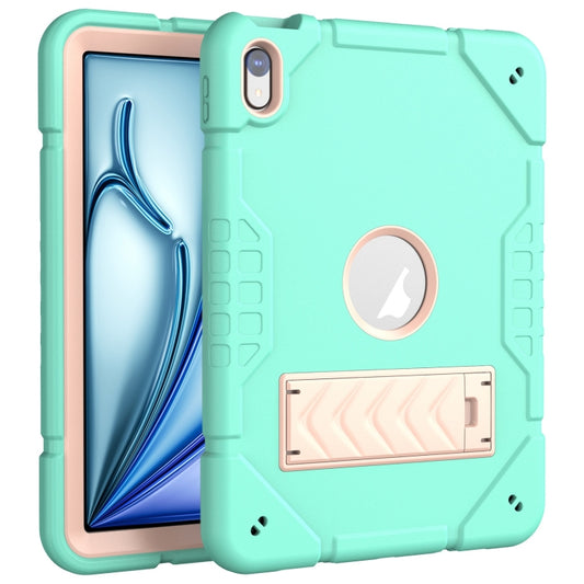 For iPad Air 11 2025 / 2024 Armor Holder Silicone Hybrid PC Tablet Case(Mint Green Gold) - iPad Air 11 2025 / 2024 Cases by buy2fix | Online Shopping UK | buy2fix