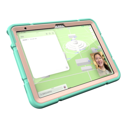 For iPad Air 2022 / 2020 10.9 Armor Holder Silicone Hybrid PC Tablet Case(Mint Green Gold) - iPad Air (2022) / (2020) 10.9 Cases by buy2fix | Online Shopping UK | buy2fix