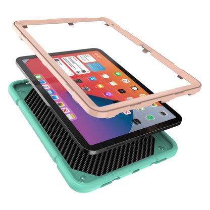 For iPad Air 2022 / 2020 10.9 Armor Holder Silicone Hybrid PC Tablet Case(Mint Green Gold) - iPad Air (2022) / (2020) 10.9 Cases by buy2fix | Online Shopping UK | buy2fix