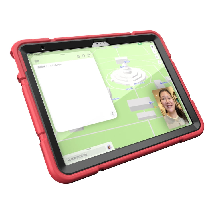 For iPad Air 2022 / 2020 10.9 Armor Holder Silicone Hybrid PC Tablet Case(Red Black) - iPad Air (2022) / (2020) 10.9 Cases by buy2fix | Online Shopping UK | buy2fix