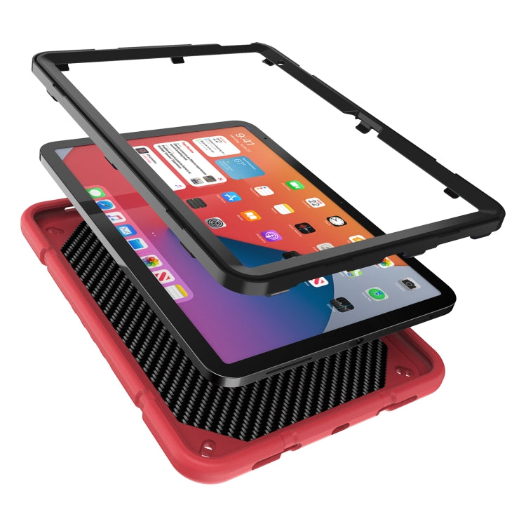For iPad Air 2022 / 2020 10.9 Armor Holder Silicone Hybrid PC Tablet Case(Red Black) - iPad Air (2022) / (2020) 10.9 Cases by buy2fix | Online Shopping UK | buy2fix