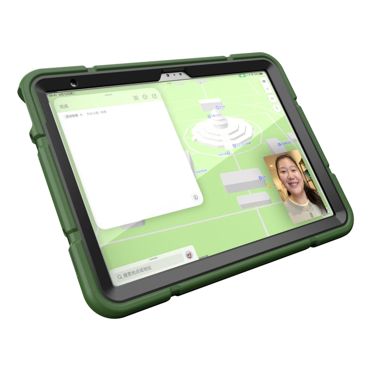 For iPad Air 2022 / 2020 10.9 Armor Holder Silicone Hybrid PC Tablet Case(Army Green Black) - iPad Air (2022) / (2020) 10.9 Cases by buy2fix | Online Shopping UK | buy2fix