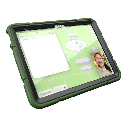 For iPad Air 2022 / 2020 10.9 Armor Holder Silicone Hybrid PC Tablet Case(Army Green Black) - iPad Air (2022) / (2020) 10.9 Cases by buy2fix | Online Shopping UK | buy2fix
