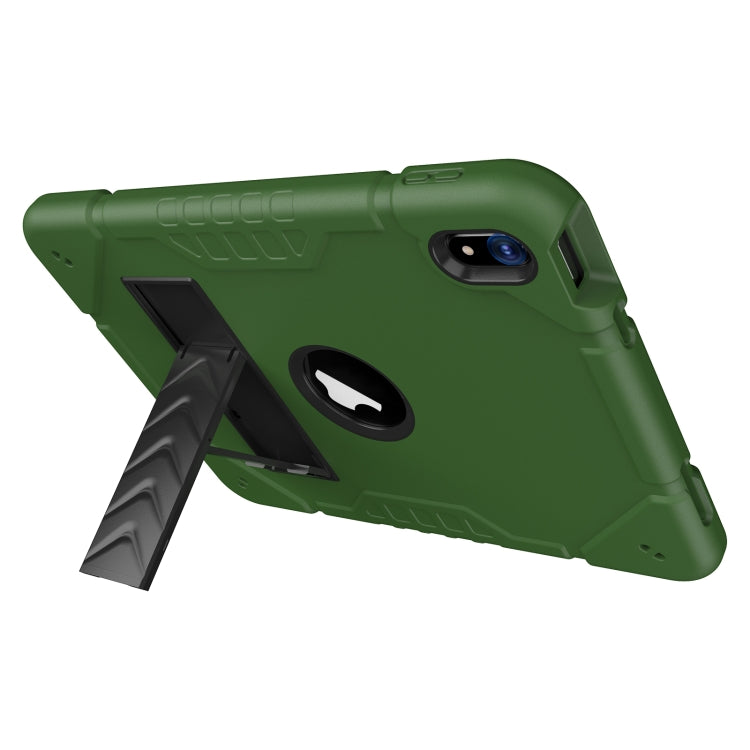 For iPad Air 2022 / 2020 10.9 Armor Holder Silicone Hybrid PC Tablet Case(Army Green Black) - iPad Air (2022) / (2020) 10.9 Cases by buy2fix | Online Shopping UK | buy2fix