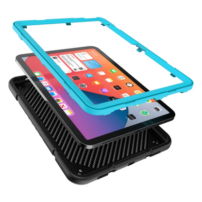 For iPad Air 2022 / 2020 10.9 Armor Holder Silicone Hybrid PC Tablet Case(Black Blue) - iPad Air (2022) / (2020) 10.9 Cases by buy2fix | Online Shopping UK | buy2fix