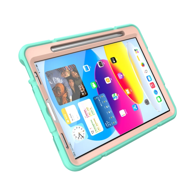 For iPad Pro 11 2022 / 2021 / 2020 Armor Holder Silicone Hybrid PC Tablet Case(Mint Green Gold) - iPad Pro 11 (2022/2021) Cases by buy2fix | Online Shopping UK | buy2fix
