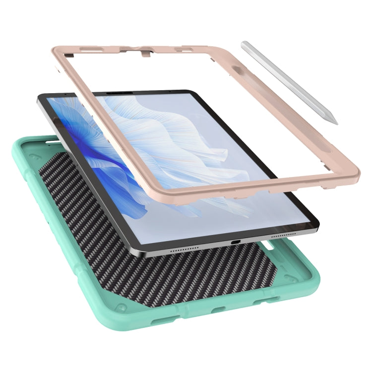 For iPad Pro 11 2022 / 2021 / 2020 Armor Holder Silicone Hybrid PC Tablet Case(Mint Green Gold) - iPad Pro 11 (2022/2021) Cases by buy2fix | Online Shopping UK | buy2fix