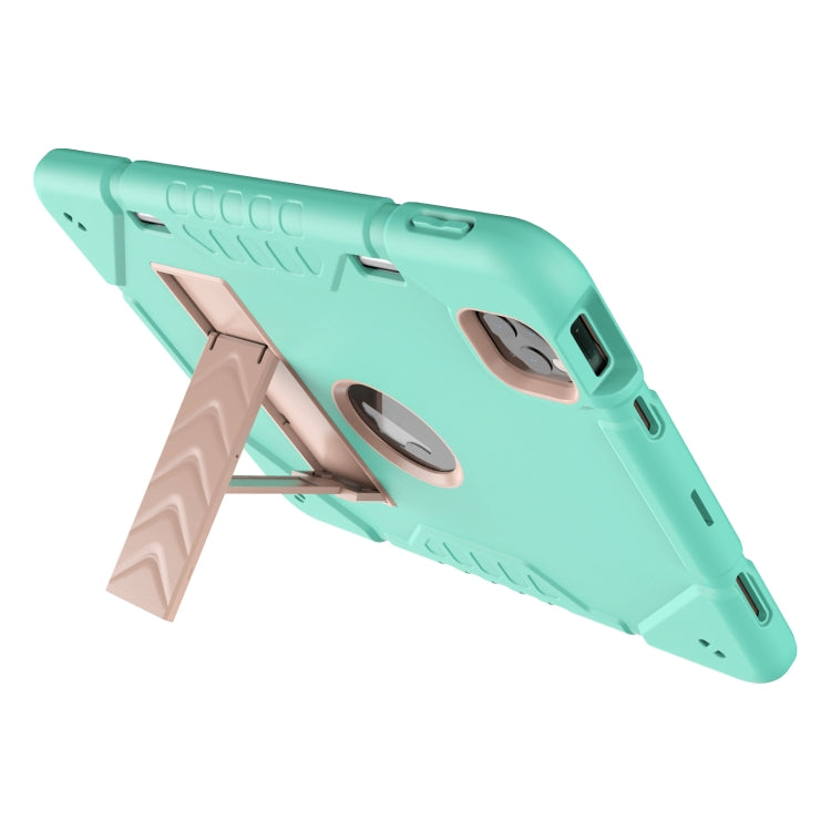 For iPad Pro 11 2022 / 2021 / 2020 Armor Holder Silicone Hybrid PC Tablet Case(Mint Green Gold) - iPad Pro 11 (2022/2021) Cases by buy2fix | Online Shopping UK | buy2fix