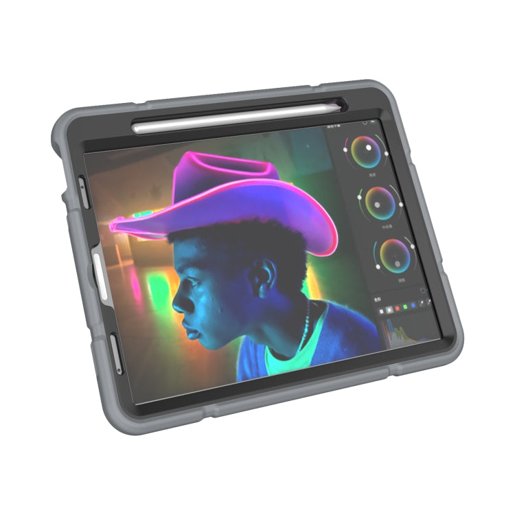 For iPad Pro 11 2022 / 2021 / 2020 Armor Holder Silicone Hybrid PC Tablet Case(Grey Black) - iPad Pro 11 (2022/2021) Cases by buy2fix | Online Shopping UK | buy2fix