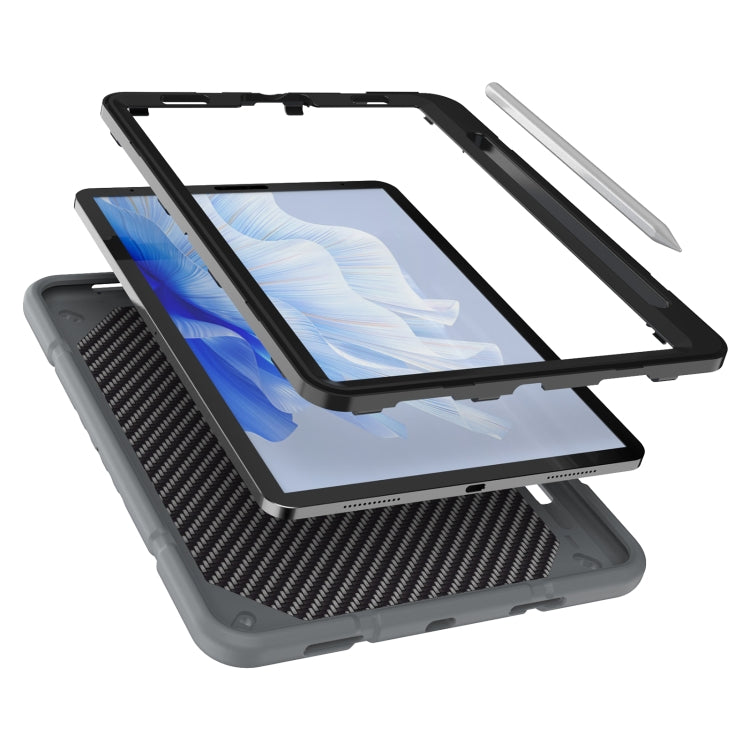 For iPad Pro 11 2022 / 2021 / 2020 Armor Holder Silicone Hybrid PC Tablet Case(Grey Black) - iPad Pro 11 (2022/2021) Cases by buy2fix | Online Shopping UK | buy2fix