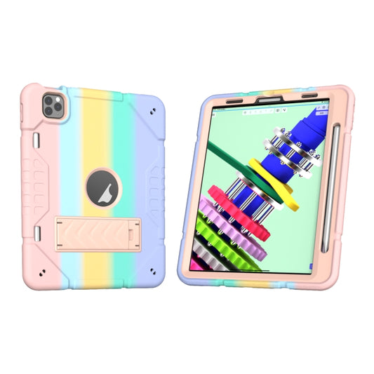 For iPad Pro 11 2022 / 2021 / 2020 Armor Holder Silicone Hybrid PC Tablet Case(Gradient Color Gold) - iPad Pro 11 (2022/2021) Cases by buy2fix | Online Shopping UK | buy2fix