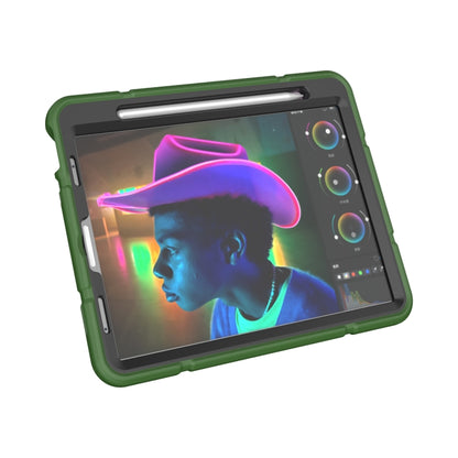 For iPad Pro 11 2022 / 2021 / 2020 Armor Holder Silicone Hybrid PC Tablet Case(Army Green Black) - iPad Pro 11 (2022/2021) Cases by buy2fix | Online Shopping UK | buy2fix