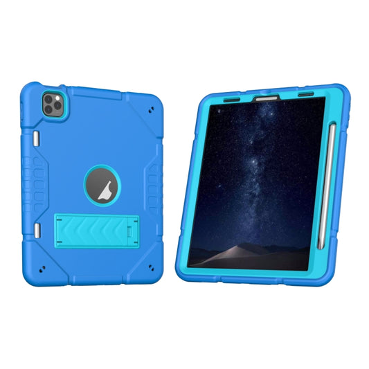 For iPad Pro 11 2022 / 2021 / 2020 Armor Holder Silicone Hybrid PC Tablet Case(Blue) - iPad Pro 11 (2022/2021) Cases by buy2fix | Online Shopping UK | buy2fix