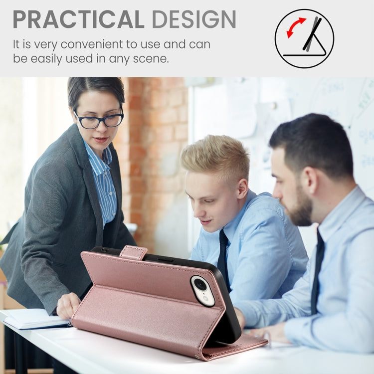 For iPhone 16e Side Buckle Magnetic Frosted Leather Phone Case(Rose Gold) by buy2fix