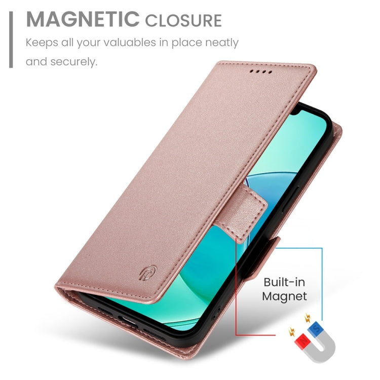 For iPhone 16e Side Buckle Magnetic Frosted Leather Phone Case(Rose Gold) by buy2fix