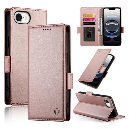 For iPhone 16e Side Buckle Magnetic Frosted Leather Phone Case(Rose Gold) by buy2fix