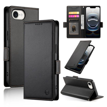 For iPhone 16e Side Buckle Magnetic Frosted Leather Phone Case(Black) by buy2fix