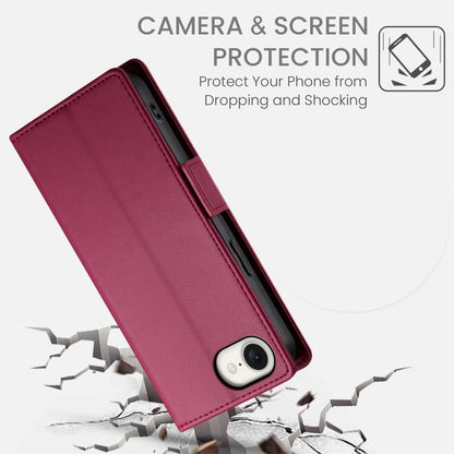 For iPhone 16e Side Buckle Magnetic Frosted Leather Phone Case(Wine Red) by buy2fix