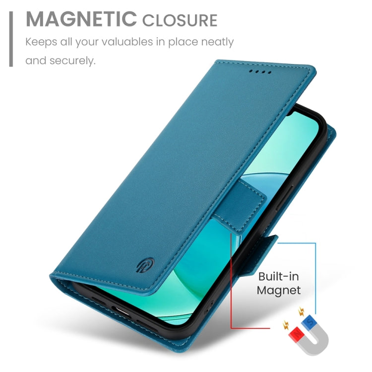 For iPhone 16e Side Buckle Magnetic Frosted Leather Phone Case(Blue) by buy2fix
