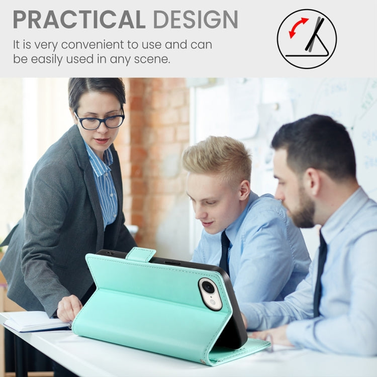 For iPhone 16e Side Buckle Magnetic Frosted Leather Phone Case(Mint Green) by buy2fix