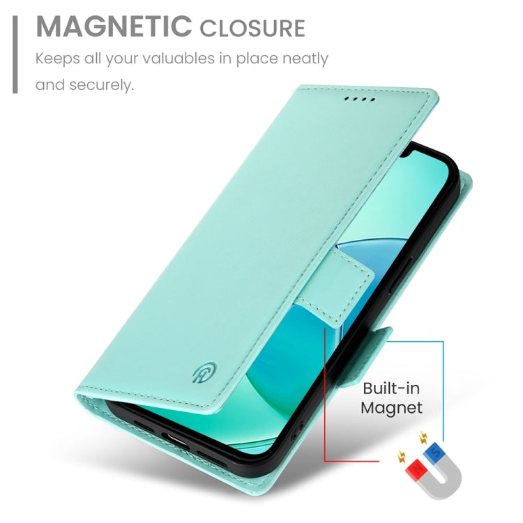 For iPhone 16e Side Buckle Magnetic Frosted Leather Phone Case(Mint Green) by buy2fix