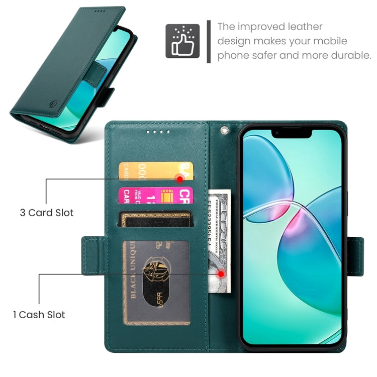 For iPhone 16e Side Buckle Magnetic Frosted Leather Phone Case(Dark Green) by buy2fix