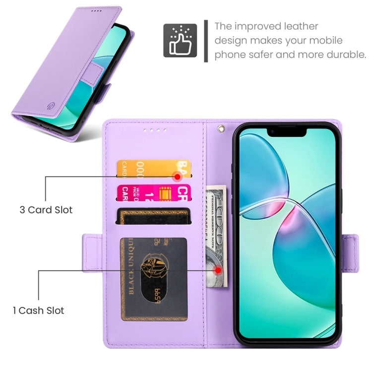 For iPhone 16e Side Buckle Magnetic Frosted Leather Phone Case(Purple) by buy2fix