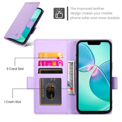 For iPhone 16e Side Buckle Magnetic Frosted Leather Phone Case(Purple) by buy2fix