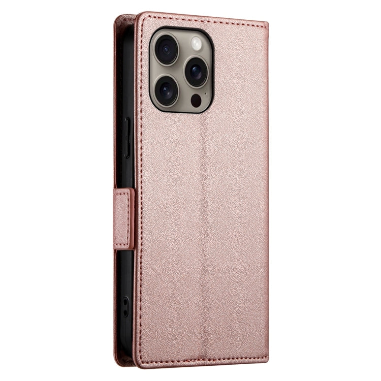 For iPhone 16 Pro Max Side Buckle Magnetic Frosted Leather Phone Case(Rose Gold) by buy2fix