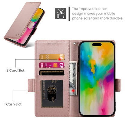 For iPhone 16 Pro Max Side Buckle Magnetic Frosted Leather Phone Case(Rose Gold) by buy2fix