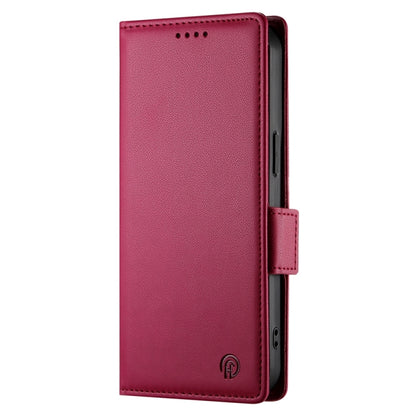 For iPhone 16 Pro Max Side Buckle Magnetic Frosted Leather Phone Case(Wine Red) by buy2fix