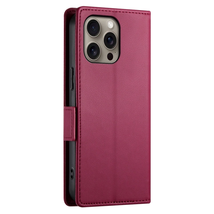 For iPhone 16 Pro Max Side Buckle Magnetic Frosted Leather Phone Case(Wine Red) by buy2fix