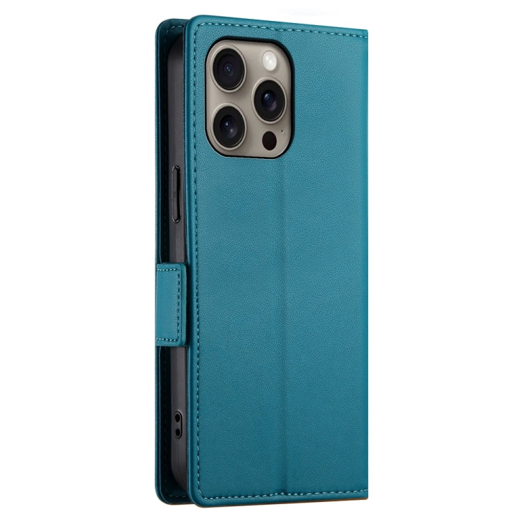 For iPhone 16 Pro Max Side Buckle Magnetic Frosted Leather Phone Case(Blue) by buy2fix