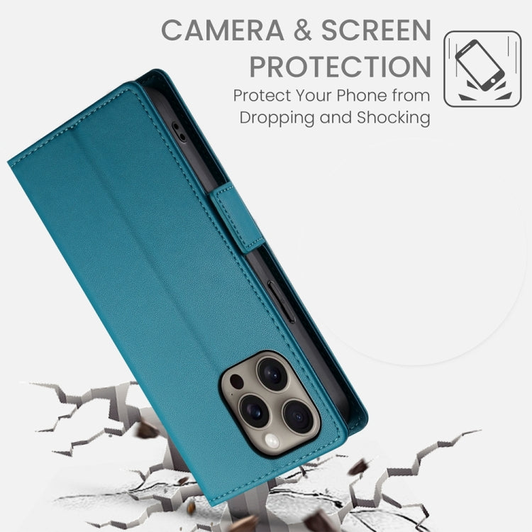 For iPhone 16 Pro Max Side Buckle Magnetic Frosted Leather Phone Case(Blue) by buy2fix