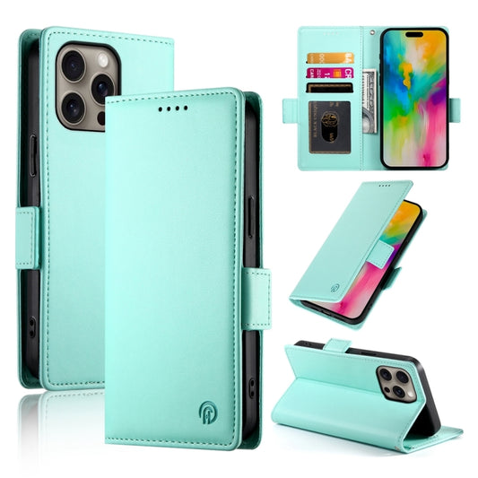 For iPhone 16 Pro Max Side Buckle Magnetic Frosted Leather Phone Case(Mint Green) by buy2fix