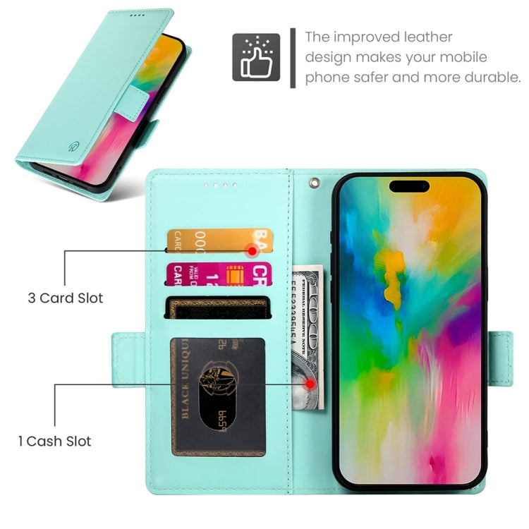 For iPhone 16 Pro Max Side Buckle Magnetic Frosted Leather Phone Case(Mint Green) by buy2fix