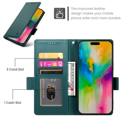 For iPhone 16 Pro Max Side Buckle Magnetic Frosted Leather Phone Case(Dark Green) by buy2fix