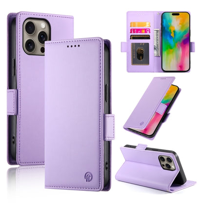 For iPhone 16 Pro Max Side Buckle Magnetic Frosted Leather Phone Case(Purple) by buy2fix