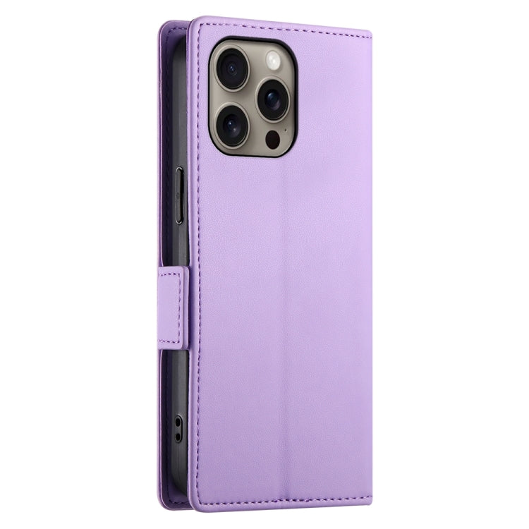 For iPhone 16 Pro Max Side Buckle Magnetic Frosted Leather Phone Case(Purple) by buy2fix