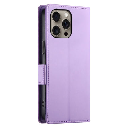 For iPhone 16 Pro Max Side Buckle Magnetic Frosted Leather Phone Case(Purple) by buy2fix
