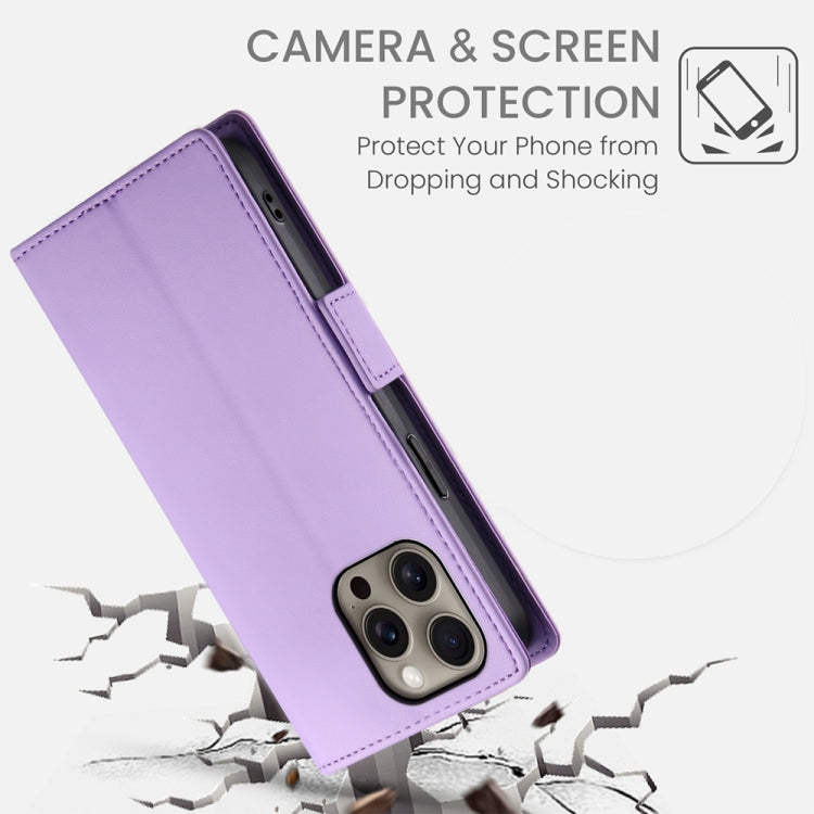For iPhone 16 Pro Max Side Buckle Magnetic Frosted Leather Phone Case(Purple) by buy2fix