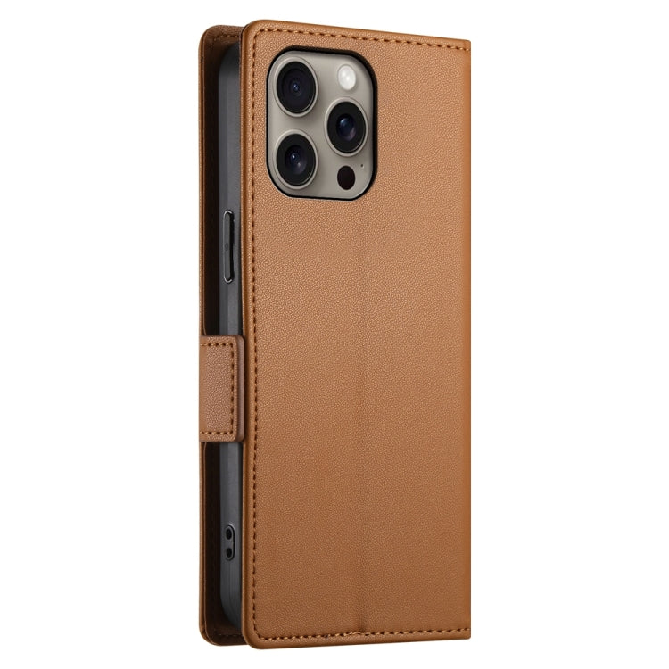 For iPhone 16 Pro Max Side Buckle Magnetic Frosted Leather Phone Case(Brown) by buy2fix