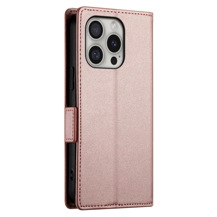 For iPhone 16 Pro Side Buckle Magnetic Frosted Leather Phone Case(Rose Gold) by buy2fix